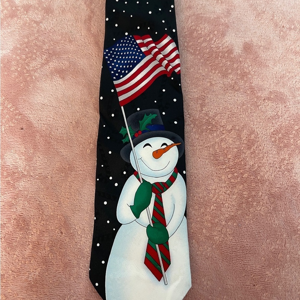 Patriotic Snowman Black Tie - Picture 4 of 9